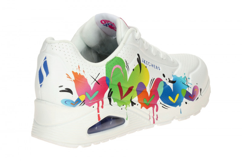 Skechers Uno Schuhe weiß bunte Herzen 190008