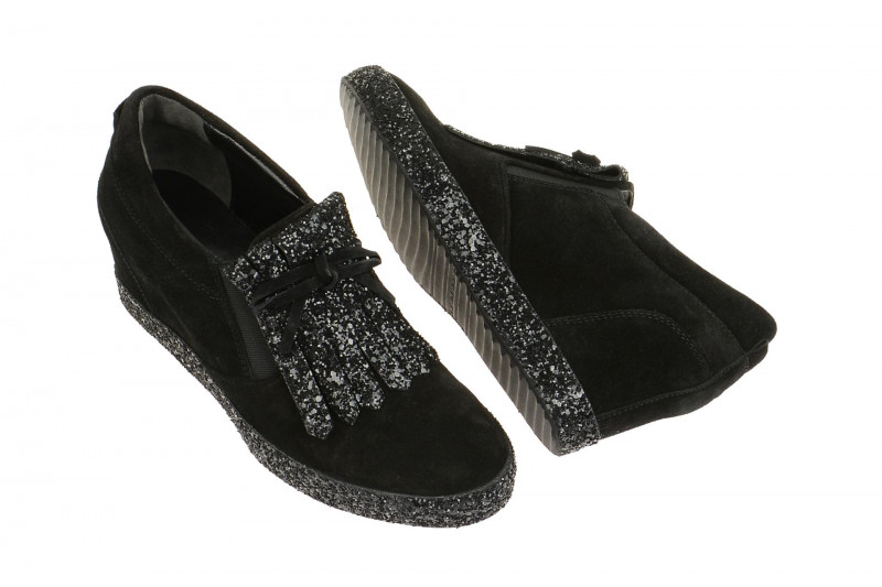 K&S Liberty Keil Slipper schwarz Glitter