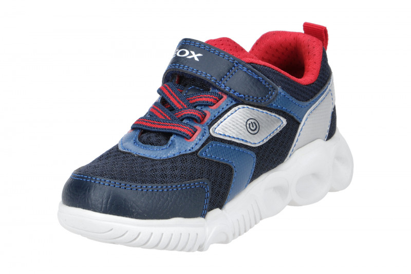 Geox Wroom Kinder Schuhe blau rot Lights J25GAB