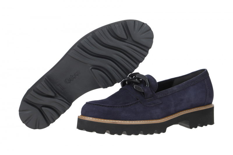 Gabor Fashion Schuhe Slipper blau Velour 75.240.36