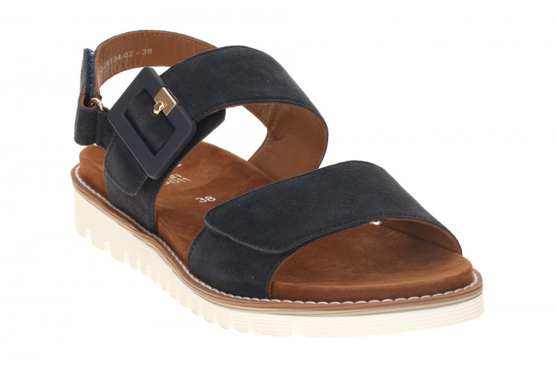 ara Kent Sandale blau Klett Samt 12-28134