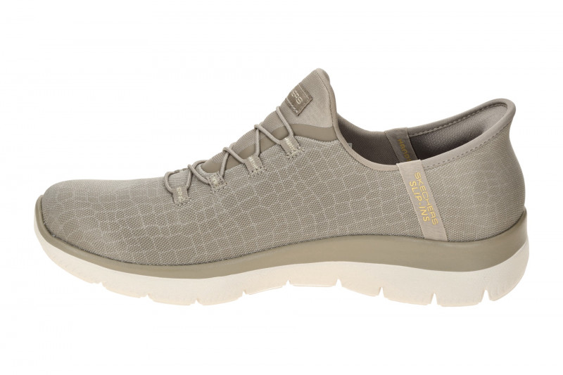 Skechers Summits Schuhe taupe grau Glitzer SLIP-INS 150128