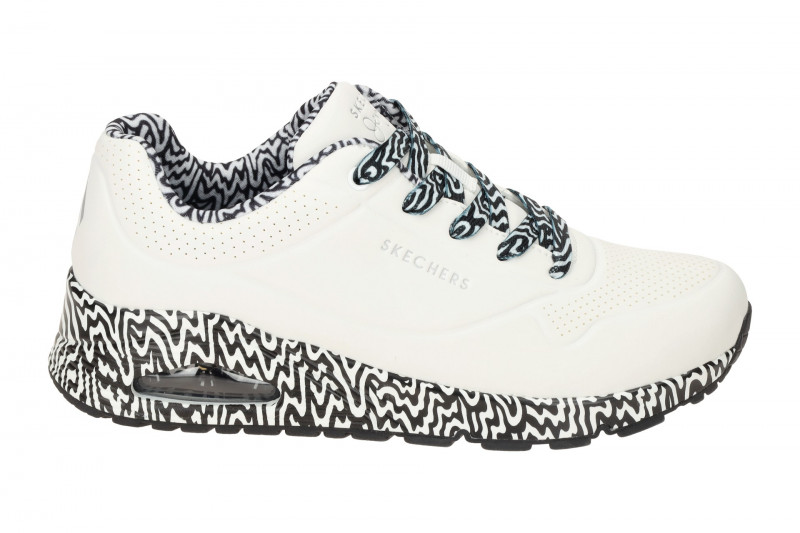 Skechers Uno Schuhe weiß schwarz Tropfen-Print 177959