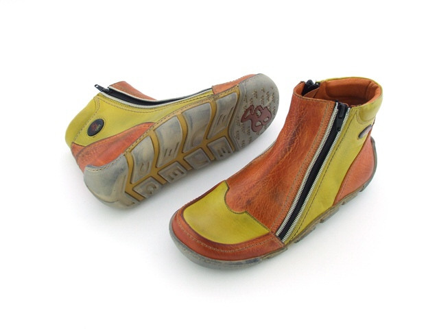 Eject Flight Stiefelette in orange gelb mit Lederfutter E-11661