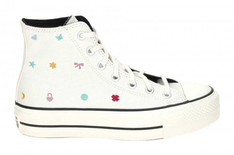Converse Schuhe Chuck Taylor All Star Plateau weiß Lift Hi Stickerei