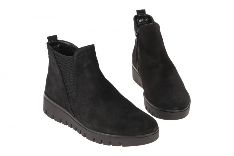 Gabor Stiefelette schwarz Velour H-Weite 32.051.47