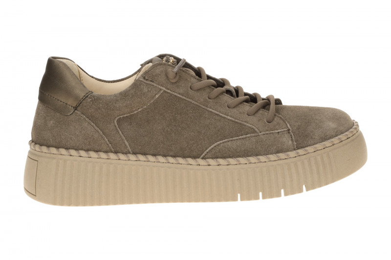 Gabor Schuhe taupe braun Plateau Sneakers Strass-Schmuck 6014
