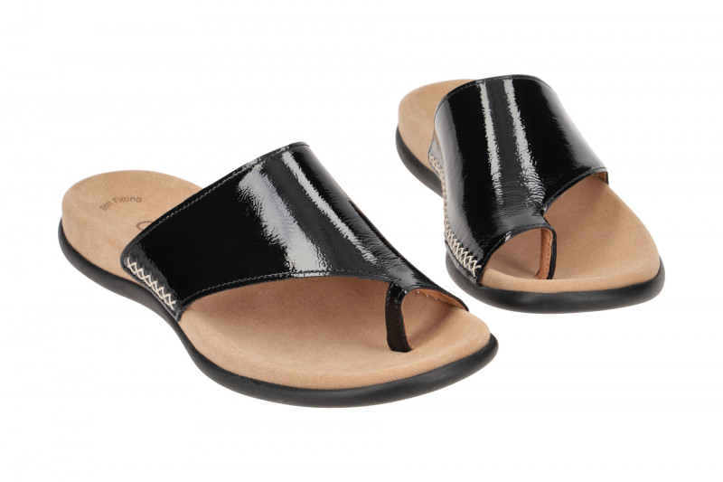 Gabor Zehentrenner Pantolette schwarz Lack