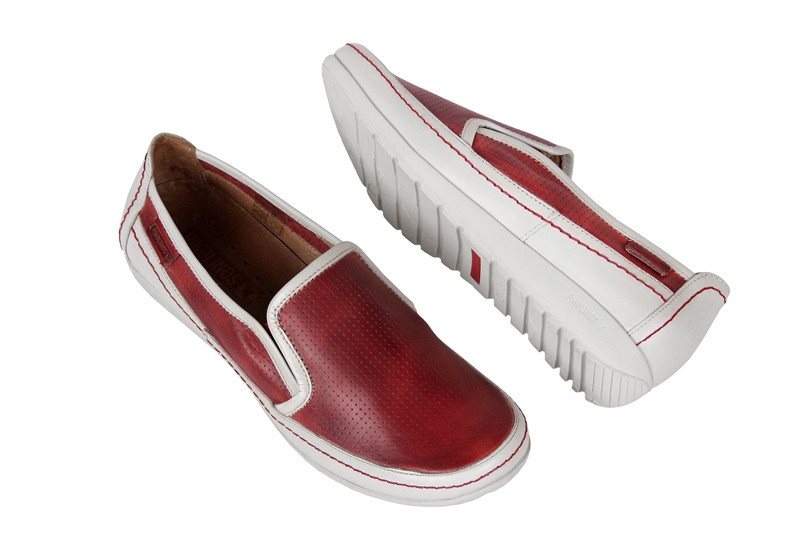 Pikolinos Lisboa Schuhe rot weiß Slipper 767-8487LA