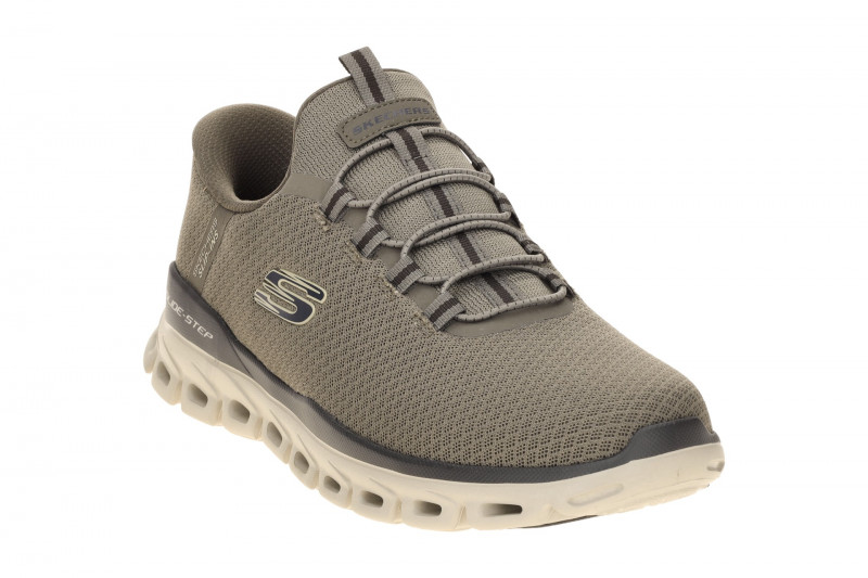Skechers Glide Step Slipper Schuhe taupe braun Herren SLIP-INS 233010