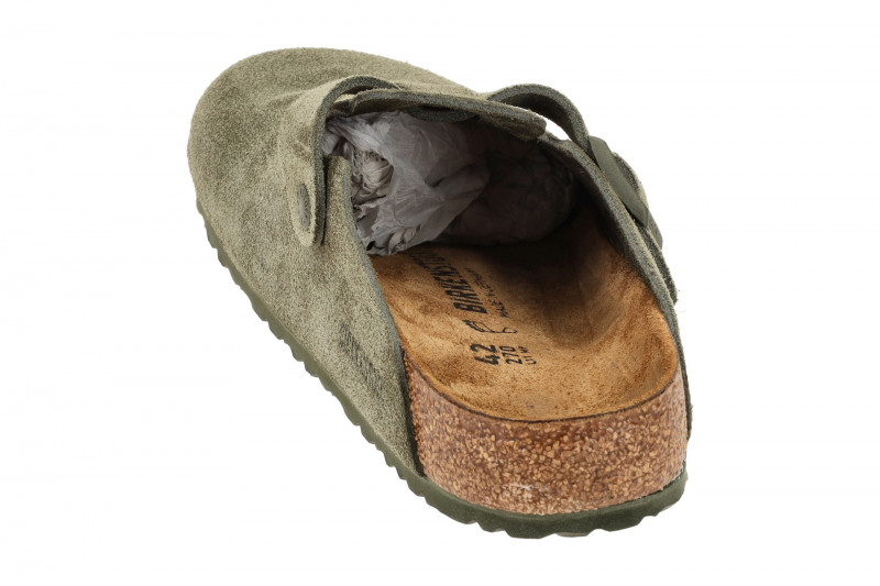 Birkenstock Boston Clogs Pantoletten grün Velour Normal-Weit 1024721