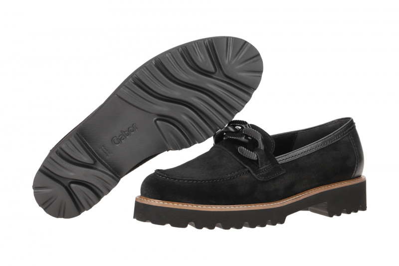 Gabor Fashion Schuhe Slipper schwarz Velour 35.240.17