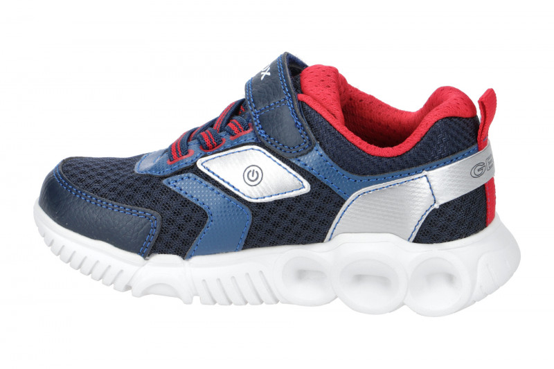 Geox Wroom Kinder Schuhe blau rot Lights J25GAB