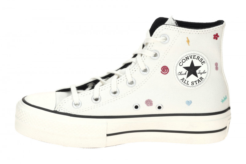 Converse Schuhe Chuck Taylor All Star Plateau weiß Lift Hi Stickerei