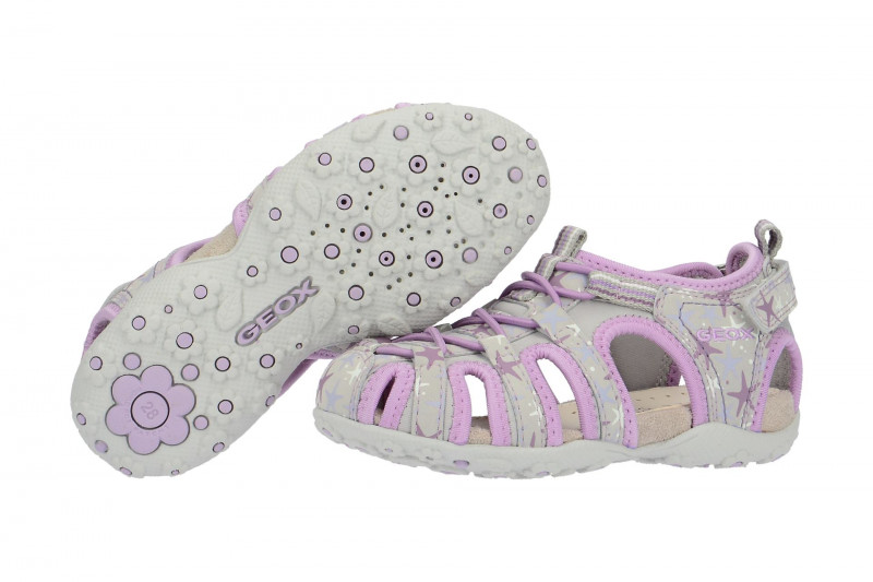 Geox Mädchen Klett Sandale grau lila