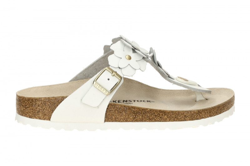 Birkenstock Gizeh Pantolette weiß Blumen SCHMAL 1026735