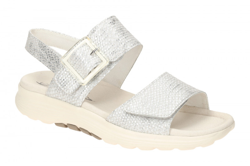 Gabor RollingSoft Sandale silber grau Flecht Metallic 46.814.62