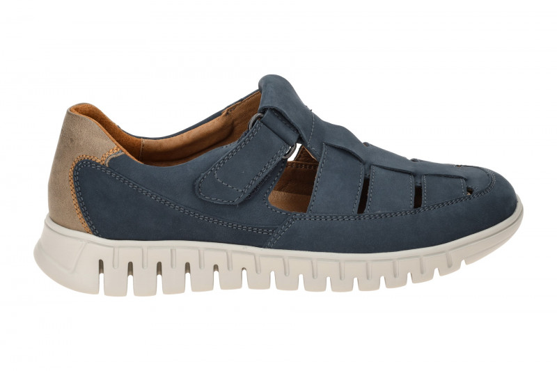 Waldläufer Baldo Schuhe Slipper blau H-Weite Klett 907301