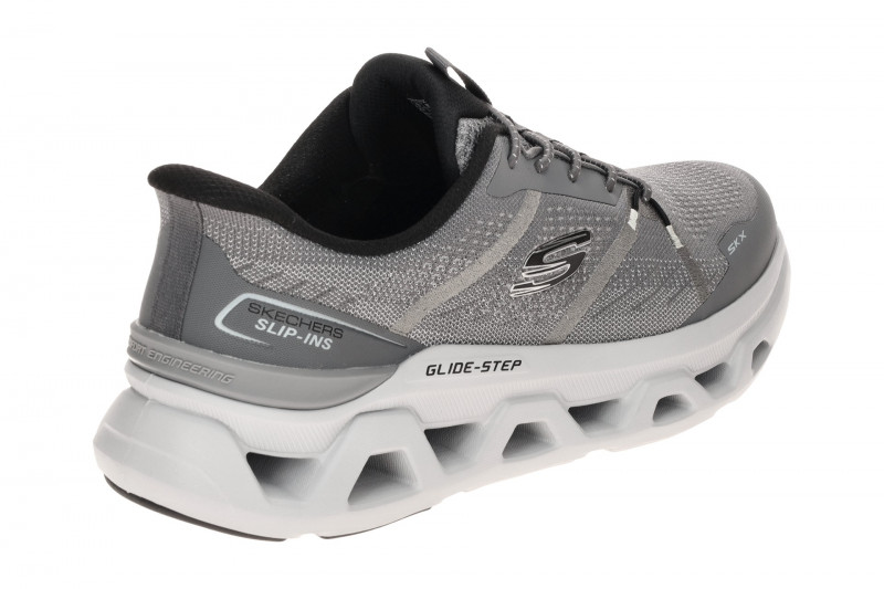 Skechers Glide Step Schuhe grau silber Herren Slip-Ins 233023