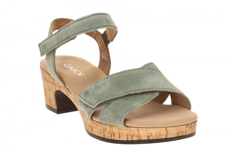 Gabor Plateau Sandalette grün Velour 82.072.44