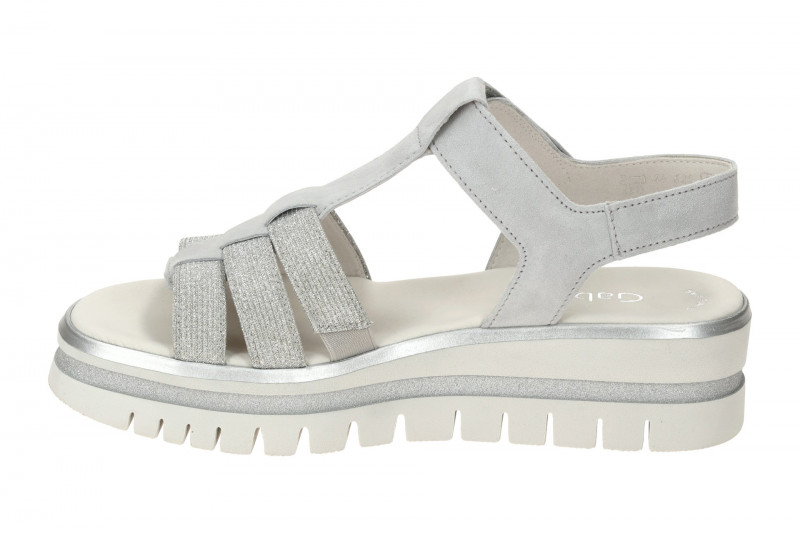 Gabor Plateau Sandalen grau Glitzer T-Steg 64.625.19
