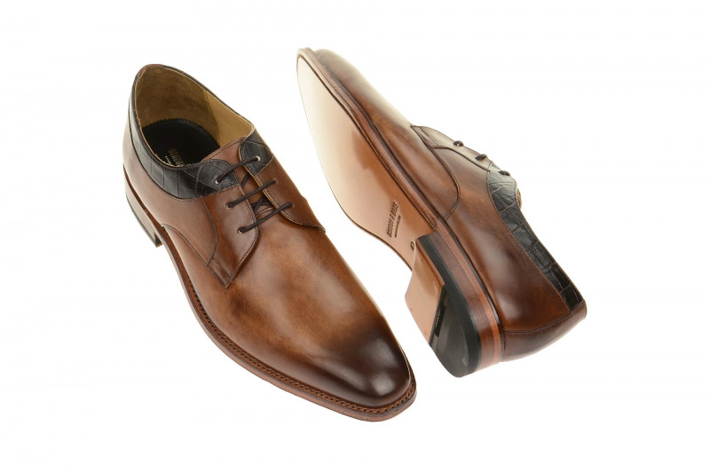 Gordon & Bros Schuhe Milan braun croco Rahmengenäht 5103