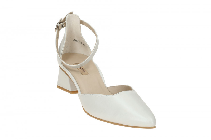 Paul Green Riemchen Pumps weiß pearl Seidenmatt Nappa 3820