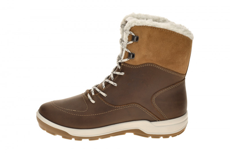 Ecco Trace Stiefel Winter Schnür Boots braun camel Warmfutter