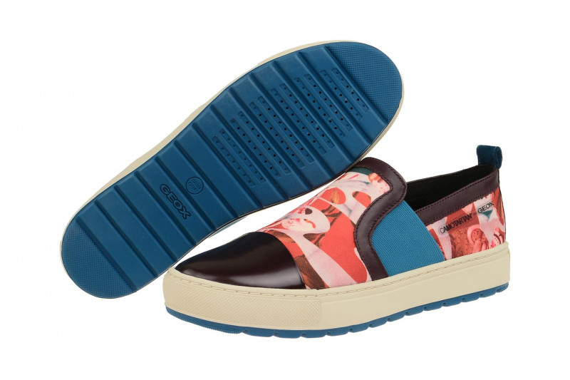 Geox Breeda Designer Schuhe rot kombi Slipper
