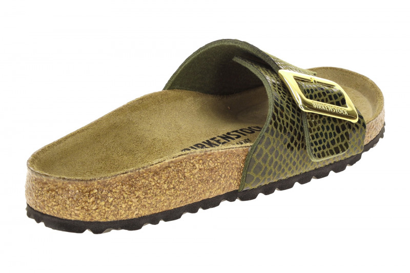 Birkenstock Catalina Cushion Buckle Pantolette grün Snake SCHMAL 1030320