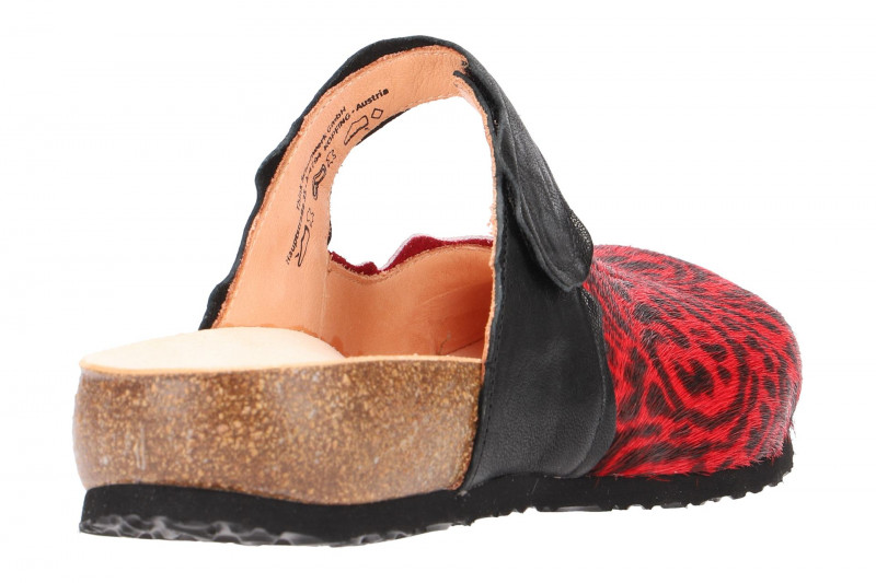 Think Julia Pantolette Clogs rot schwarz Fell