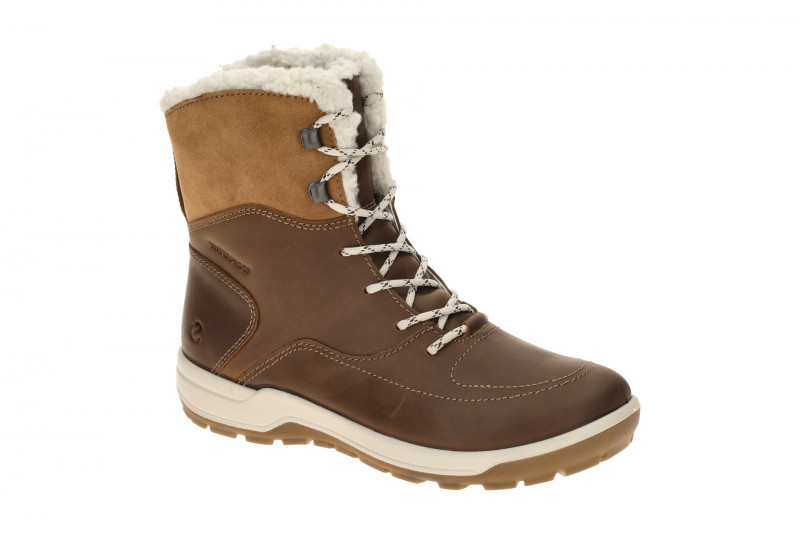 Ecco Trace Stiefel Winter Schnür Boots braun camel Warmfutter