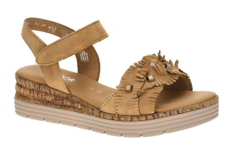 Gabor Keil Sandale braun Velour Fransen 82.704.35