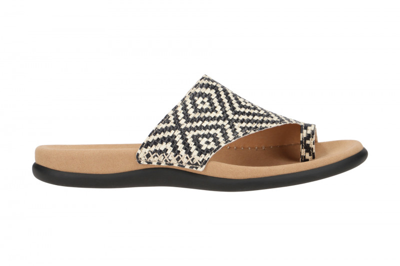 Gabor Zehentrenner Pantolette schwarz beige Mosaik