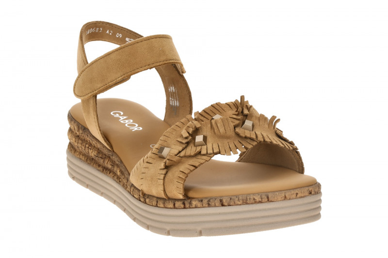 Gabor Keil Sandale braun Velour Fransen 82.704.35