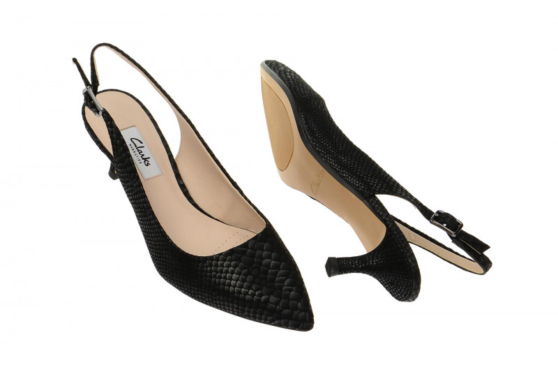 Clarks Sling Pumps schwarz snake Aquifer Belle