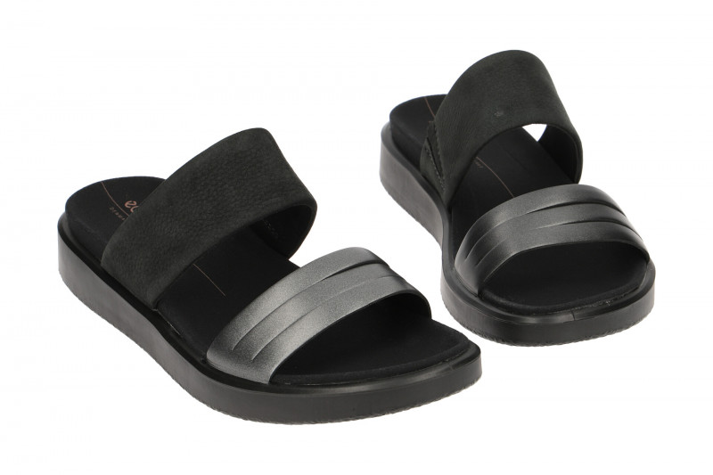 Ecco Flowt Pantoletten schwarz grau