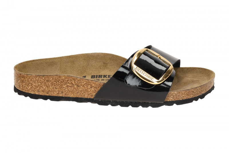 Birkenstock Madrid Big Buckle Pantolette schwarz Lack SCHMAL 1027785