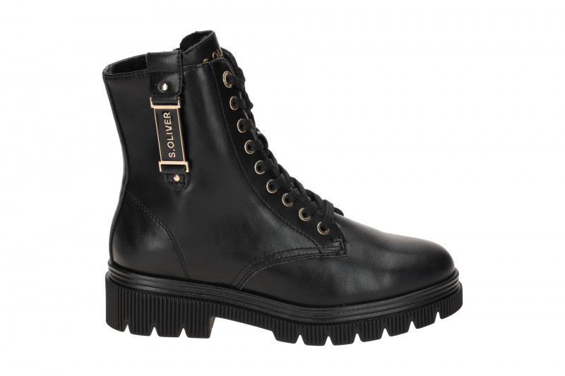 s.Oliver Stiefeletten Damen schwarz gold Boots dünn gefüttert 5-25262