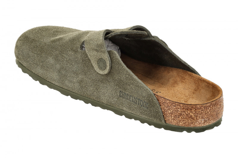 Birkenstock Boston Clogs Pantoletten grün Velour Normal-Weit 1024721