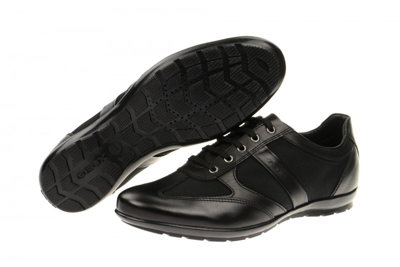 Geox Symbol Schuhe schwarz Leder Textil mix