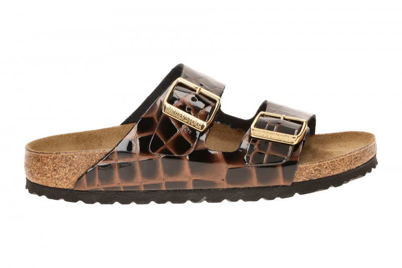 Birkenstock Arizona BS Pantolette schwarz braun Kroko SCHMAL 1032864