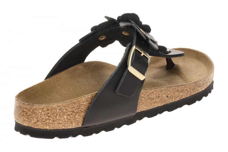 Birkenstock Gizeh Pantolette schwarz Blumen SCHMAL 1026719