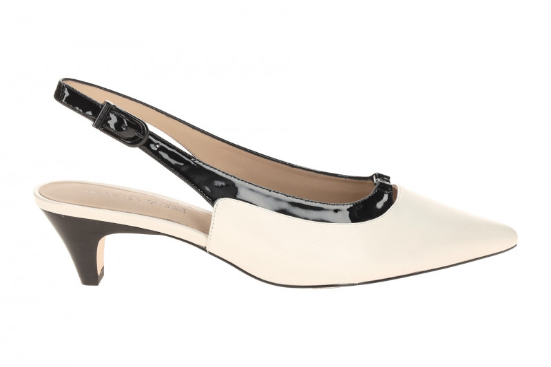 Peter Kaiser Sling Pumps weiß schwarz Kitten Heel 79504
