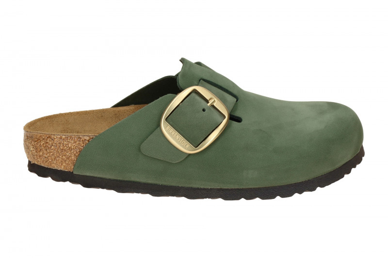 Birkenstock Boston Big Buckle Clogs Pantoletten grün thyme SCHMAL 1028033