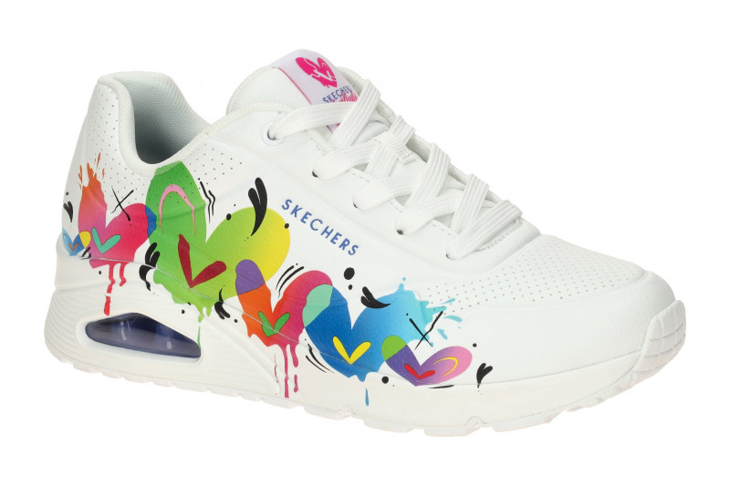 Skechers Uno Schuhe weiß bunte Herzen 190008