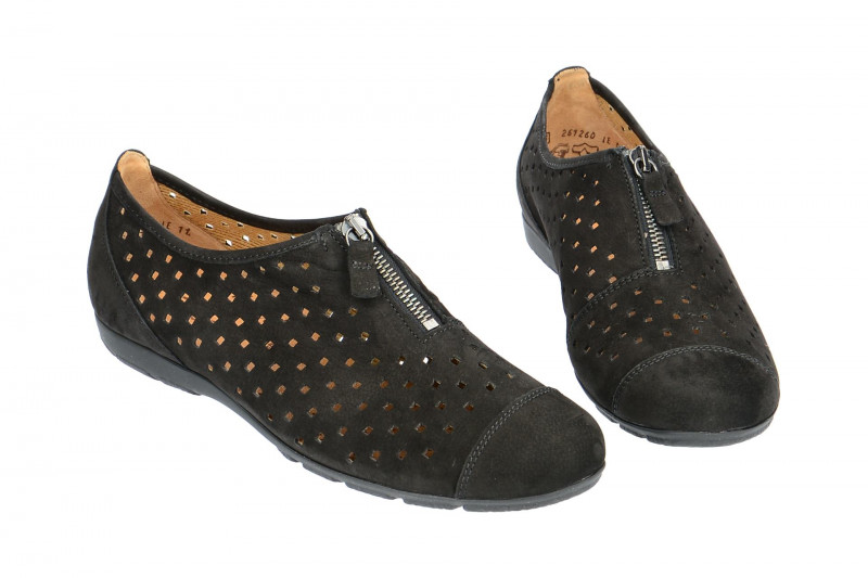 Gabor Slipper Schuhe schwarz gelocht 84.164.17