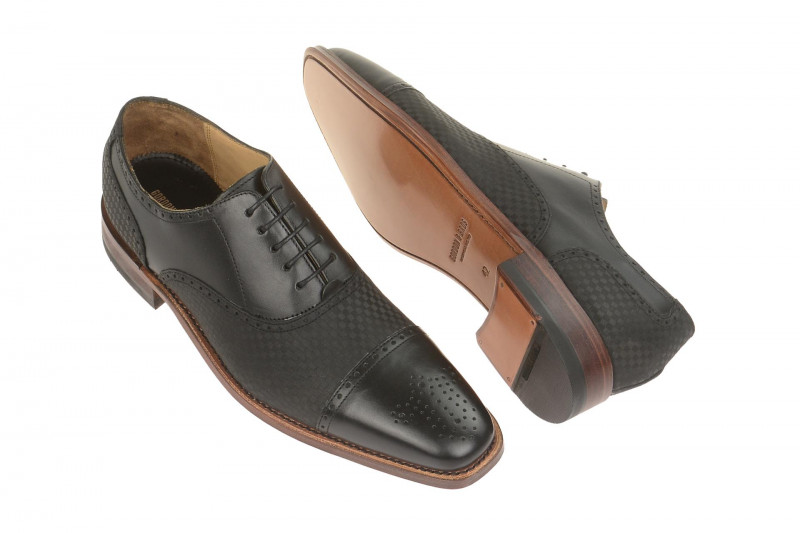 Gordon & Bros Schuhe schwarz karo Rahmengenäht 2830-J