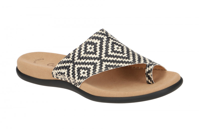 Gabor Zehentrenner Pantolette schwarz beige Mosaik