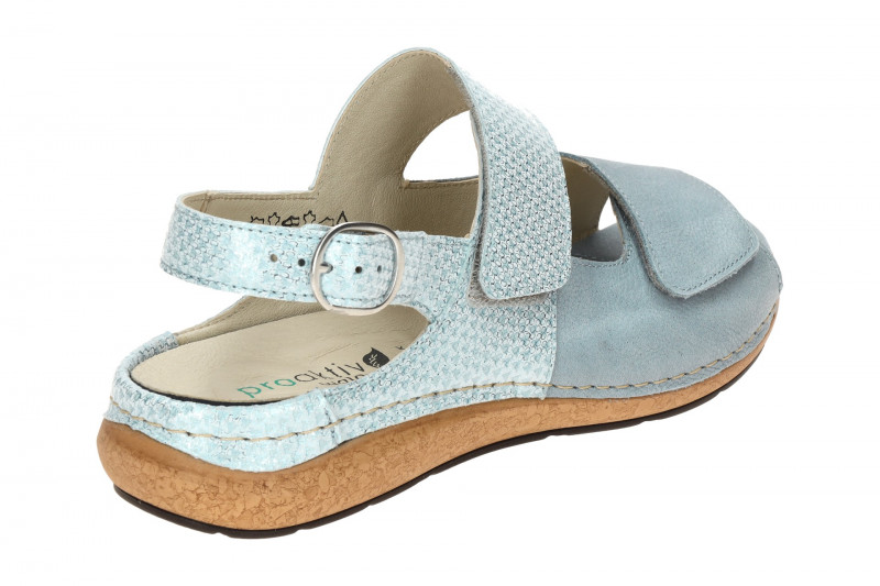 Waldläufer Heliett Sandale blau sky K-Weite Glitzer 681003